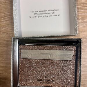 Kate Spade Rose Gold Glitter Small Slim Wallet